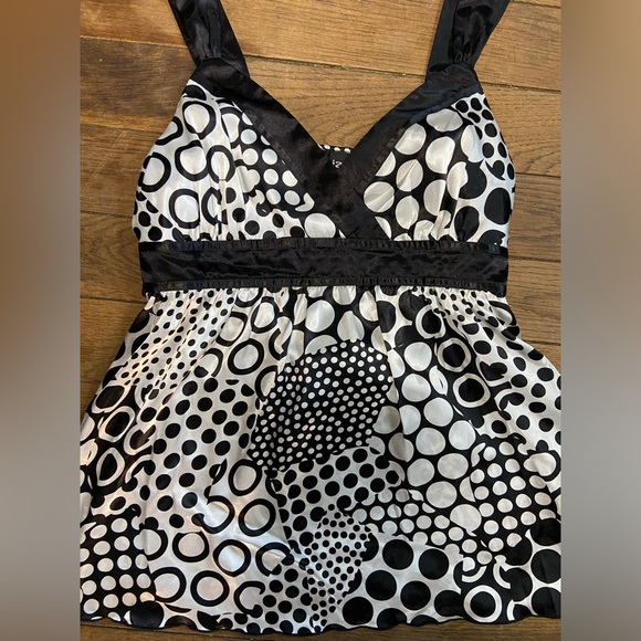 Vintage Y2K Iz Byer Polka Dot Geometric Tank Top - Black and White, XL - Picture 4 of 7